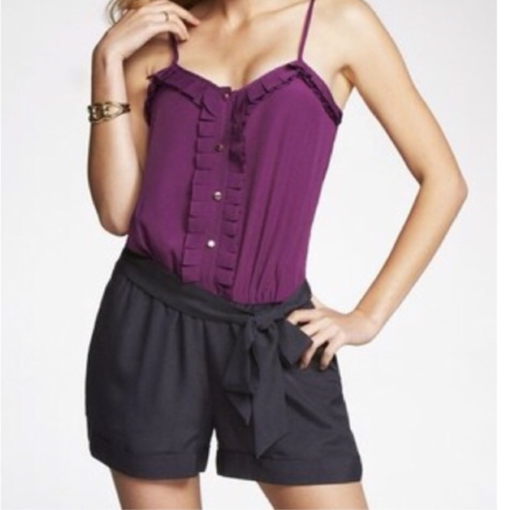 Express Purple & Navy Color Block Romper
